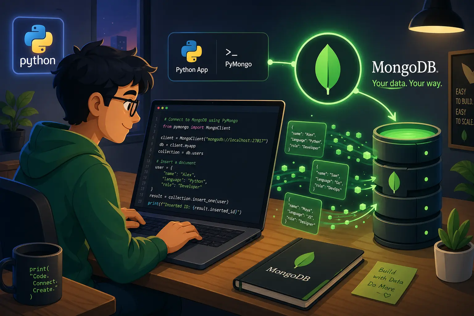 Build a simple Python Console App that connects to MongoDB